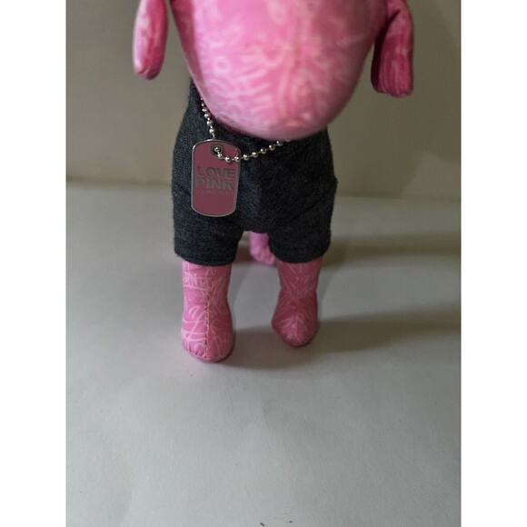 Victoria Secret Pink Dog Plush '86 Tour Love Rock N Roll Around World Dog Tag - Picture 11 of 11